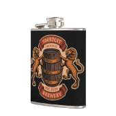 ヴィンテージライオンオークバレルパーソナライズされたブルワリービール フラスク (左)