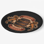 ヴィンテージライオンオークバレルパーソナライズされたブルワリービール ペーパープレート (アングル)