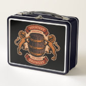 ヴィンテージライオンオークバレルパーソナライズされたブルワリービール メタルランチボックス (正面)