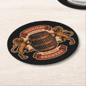 ヴィンテージライオンオークバレルパーソナライズされたブルワリービール ラウンドペーパーコースター (アングル)
