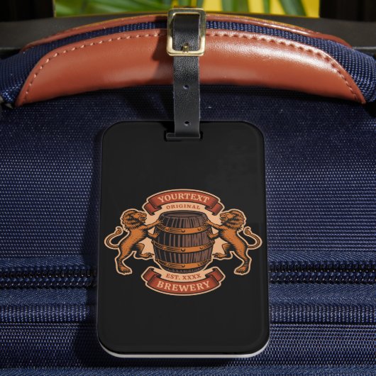 ヴィンテージライオンオークバレルパーソナライズされたブルワリービール ラゲッジタグ (正面インサイチュ2)