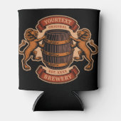 ヴィンテージライオンオークバレルパーソナライズされたブルワリービール 缶クーラー (正面)