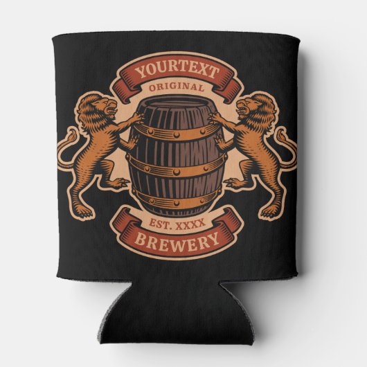 ヴィンテージライオンオークバレルパーソナライズされたブルワリービール 缶クーラー (裏面)