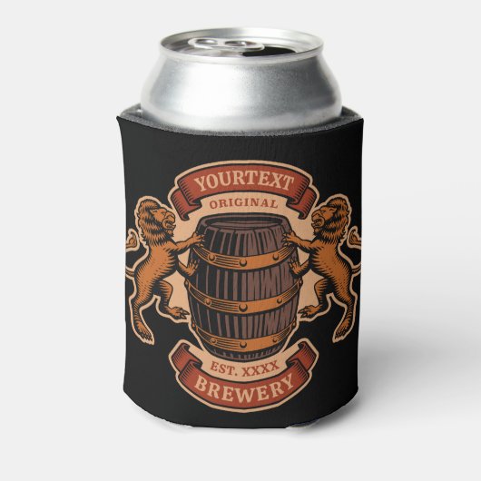 ヴィンテージライオンオークバレルパーソナライズされたブルワリービール 缶クーラー (缶裏面)