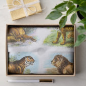 ヴィンテージライオンタイガーデコップコラージュ 薄葉紙 (ギフト)