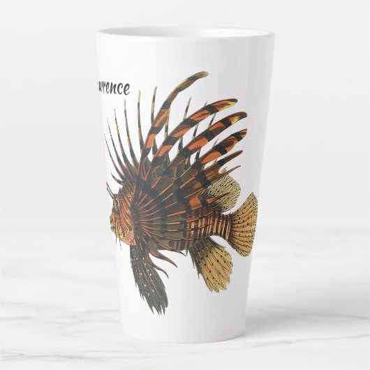 ヴィンテージライオンフィッシュ、海洋海生命動物 カフェラテマグ (正面)