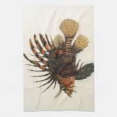 ヴィンテージライオンフィッシュ、海洋海生命動物 キッチンタオル (縦)