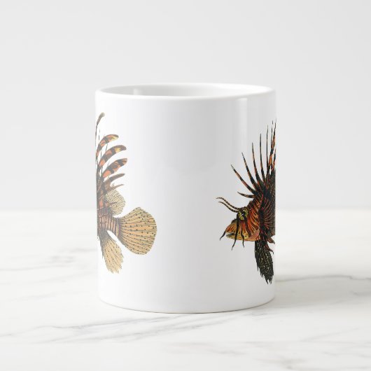 ヴィンテージライオンフィッシュ、海洋海生命動物 ジャンボコーヒーマグカップ (正面)