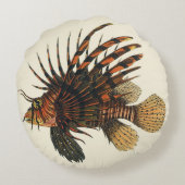 ヴィンテージライオンフィッシュ、海洋海生命動物 ラウンドクッション (裏面)