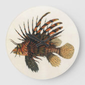 ヴィンテージライオンフィッシュ、海洋海生命動物 ラージ壁時計 (正面)