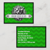 ヴィンテージライオン&グリーンシェブロンモダン名刺 名刺 (正面/裏面)