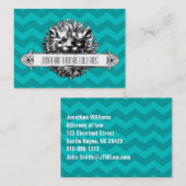 ヴィンテージライオン&ブルーシェブロンモダン名刺 名刺 (正面/裏面)