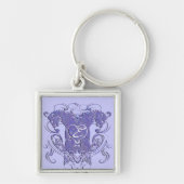 ヴィンテージライオン、渦巻き4頭と円の渦巻き キーホルダー (正面)