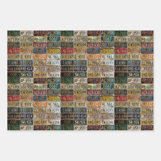 ヴィンテージライセンスプレートラップ紙 ラッピングペーパーシート (正面)