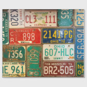 ヴィンテージライセンスプレート収集 ラッピングペーパー (フラット)