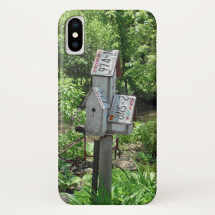 ヴィンテージライセンスプレート風化バードハウス自然 iPhone X ケース
