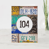 ヴィンテージライセンスプレート104誕生日 カード (正面)