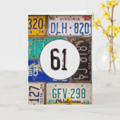 ヴィンテージライセンスプレート61誕生日 カード (黄色い花)