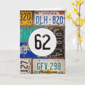 ヴィンテージライセンスプレート62番目の誕生日 カード (黄色い花)