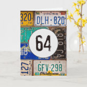 ヴィンテージライセンスプレート64誕生日 カード (黄色い花)