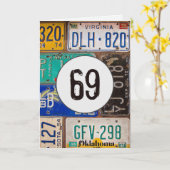 ヴィンテージライセンスプレート69誕生日 カード (黄色い花)