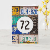 ヴィンテージライセンスプレート72番目の誕生日 カード (黄色い花)