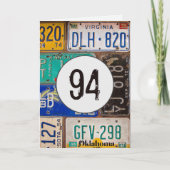 ヴィンテージライセンスプレート94誕生日 カード (正面)