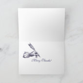 ヴィンテージライターの手による感謝のメモ - 紫 サンキューカード (内部)