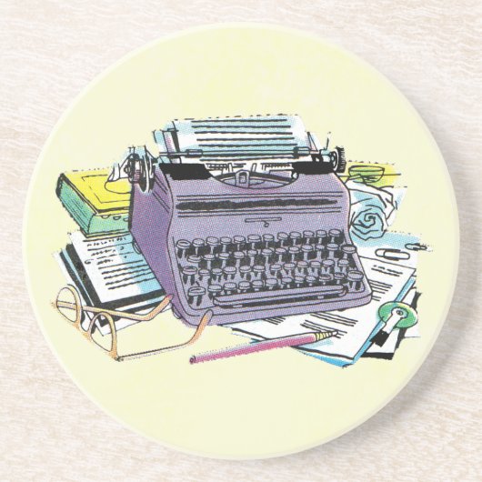 ヴィンテージライターズツールタイプライター紙鉛筆 コースター (正面)