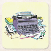 ヴィンテージライターズツールタイプライター紙鉛筆 スクエアペーパーコースター (正面)