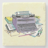 ヴィンテージライターズツールタイプライター紙鉛筆 ストーンコースター (正面)