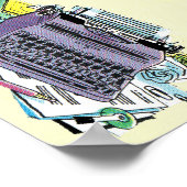 ヴィンテージライターズツールタイプライター紙鉛筆 ポスター (角)