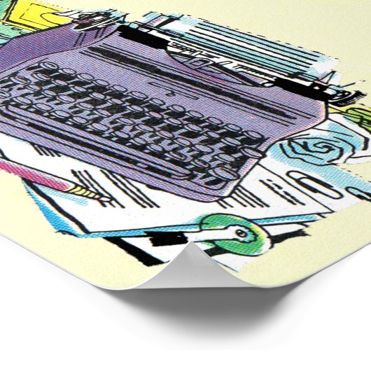 ヴィンテージライターズツールタイプライター紙鉛筆 ポスター (角)