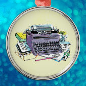 ヴィンテージライターズツールタイプライター紙鉛筆 メタルオーナメント