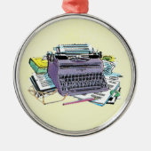 ヴィンテージライターズツールタイプライター紙鉛筆 メタルオーナメント (正面)
