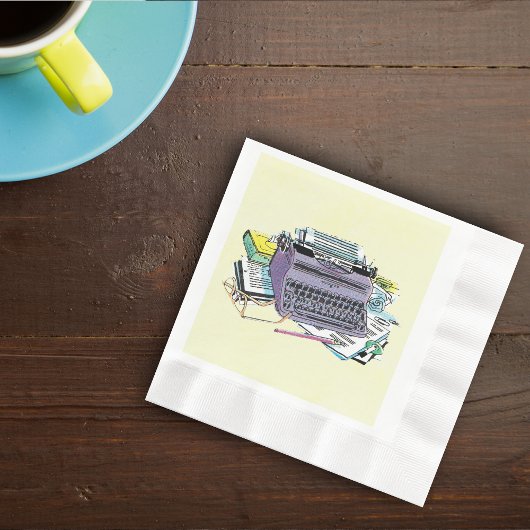 ヴィンテージライターズツールタイプライター紙鉛筆 縁ありランチョンナプキン