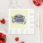 ヴィンテージライターズツールタイプライター紙鉛筆 縁ありランチョンナプキン (インサイチュ)