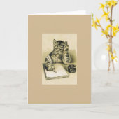 ヴィンテージライターCatノートカード カード (黄色い花)