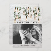 ヴィンテージライツボタニカルホワイトブリック結婚ズ セーブザデート (正面/裏面)