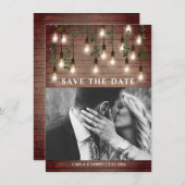 ヴィンテージライツボ素朴タン結婚ウッド セーブザデート (正面/裏面)