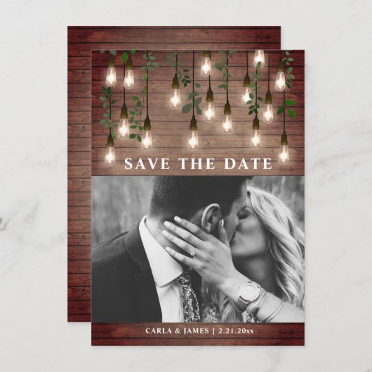 ヴィンテージライツボ素朴タン結婚ウッド セーブザデート (正面/裏面)