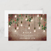 ヴィンテージライトウィンターブリック結婚クリスマス 出欠カード (正面/裏面)