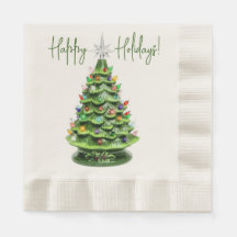 ヴィンテージライトセラミッククリスマスツリーナプキン