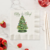 ヴィンテージライトセラミッククリスマスツリーナプキン 縁ありランチョンナプキン (インサイチュ)