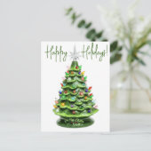 ヴィンテージライトセラミッククリスマスツリー葉書 シーズンポストカード (スタンド正面)