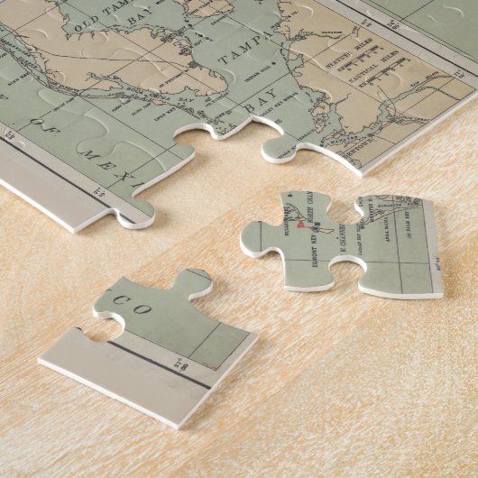 ヴィンテージライトハウスのフロリダの地図(1898) ジグソーパズル (側面)