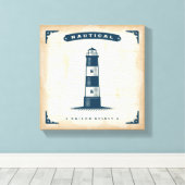 ヴィンテージライトハウスポスター1 キャンバスプリント (インサイチュ (ウッドフロア))