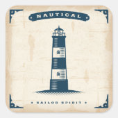 ヴィンテージライトハウスポスター1 スクエアシール (正面)