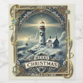 ヴィンテージライトハウス航海のクリスマス ワインラベル (シングルラベル)