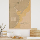 ヴィンテージライトハウスNJ、MD、デラウェアの地図 ポスター (キッチン)